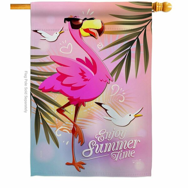 Patio Trasero Summer Flamingo Animals Bird 28 x 40 in. Double-Sided Vertical House Flags for  Banner Garden PA3914833